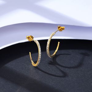 New Classic Full Diamond C-Letter Plated 18k Gold Stud Earrings Jewelry Fashion Women Micro Set Zircon S925 Silver Earring Women Wedding Party Valentine's Day Gift SPC