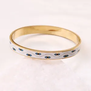 Bangle Colorful For Women 18k Gold Geometric Enamel Painted Bracelet Jewelry