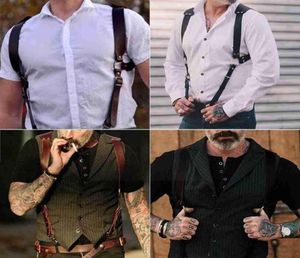 Gürtel Men039s Leder Weste Riemen Hosenträger PU Verstellbarer Hosenträger Herren Schnalle Vintage Brace Harness Brust G0D15995810