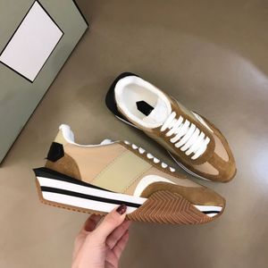 Lüks popüler James Sneaker Shoes Erkekler Yan Stripe Süet Naylon Kaykay Yürüyüş Tıknaz Kauçuk Koşucu Spor Platformu Sole Man Tom Fords Trainer Ayakkabı EU38-46 Kutu