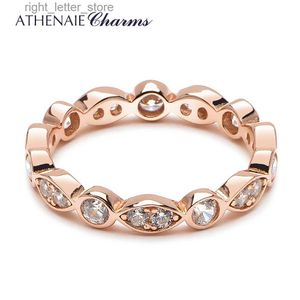 Solitaire Ring Athenaie 925 Sterling Silver Clear CZ Simple Simple Farkling Farkling for Women Wedding Engagement Jewelry Color Rose Gold YQ231207