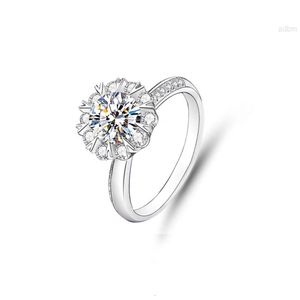 1 Ct Moissanite Rings for Women Engagement Gift Her Sunflower 925 Sterling Silver Mossinate Wedding