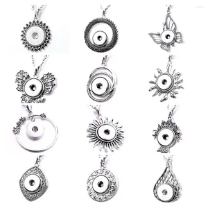 Pendant Necklaces 12pcs Snap Jewelry Necklace 18mm Metal Button Neckalce Round Flower