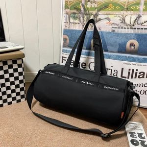 Outdoor Bags Fashion Concise Couple Shoulder Bag Black Gym Dry Wet Separation Letter Printed Yoga Handbag Backpack With Shoe Compartment