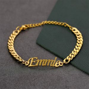 Charm-Armbänder, personalisierbar, Edelstahl, 5 mm, kubanisches Namensarmband, schwarz, individuelle klassische Armbänder für Männer und Frauen, Namensschild-Schmuck 231206