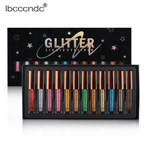 Ögonskugga/foderkombination 12 st/parti glitter flytande eyeliner paljett skimmer metalliska pärlor ögonfoder ögonskugga makeup kosmetisk vattentät 231207