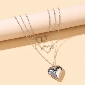 Ожерелья с подвесками, дизайнерские колье для праздника, дня святого Валентина, сердце любви, трехслойное короткое звено, цепочка-колье нагрудник