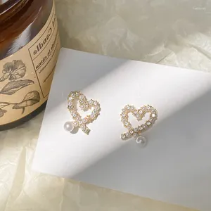 Brincos de garanhão CAOSHI Estético Coração Orelha Studs Feminino Noivado Jóias Design Requintado Presente Imitação Acessórios de Pérola para Festa de Casamento