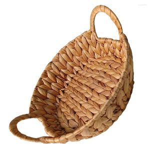 Servis uppsättningar Hyacinth Bread Basket Serving Tray Desktop Storage Holder Woven Organizer Loaf Pans