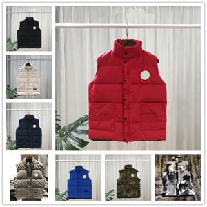 Высококачественный жилет, дизайнерская куртка-пуховик, мужская и женская зимняя куртка-пуховик без рукавов, осенне-зимний красный камуфляжный пуховик, куртка-гусиная куртка, пальто-парка
