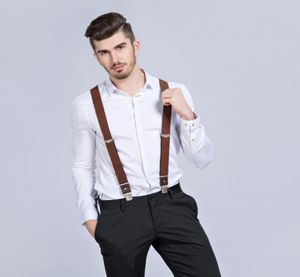 New Mans Suspenders 3 Clips Leather Braces Casual Suspensorios Trousers Strap 35120cm Gift7873458