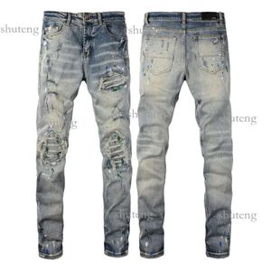 Jeans masculinos 2023 Amirs Mens Designer de Luxo Denim Buracos Calças Moda Marca Jean Biker Calças Homem Roupas Mens Mulheres Calças Jeans 174