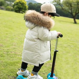 Пуховое пальто, детская куртка для мальчиков и девочек, средняя длинная детская одежда в иностранном стиле, одежда для маленьких детей, утолщенная
