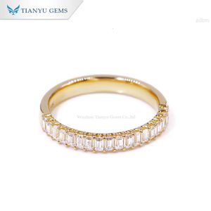 14k 18k Gold Emerald Cut Engagement Ring Diamond Eternity Moissanite Band for Women Wedding Design Fine Jewelry