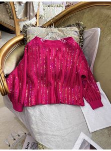 2023 Gül Sequins Aplike Kadın Kazak Markası Aynı Stil Kadın Sweaters DH04