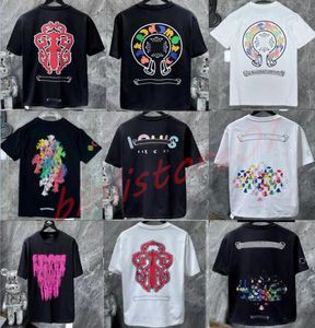 2023Mens Classic T Shirt Heart Fashion Ch Carta de marca de alta calidad Sánscrito Cruz Patrón Suéter Camisetas Diseñadores Cromos Jersey Tops Camisetas de algodón I1SF