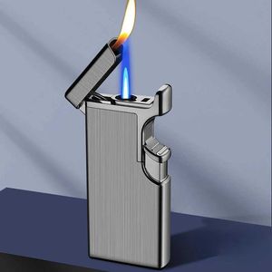 Креативная ветрозащитная надувная зажигалка с открытым пламенем, прямая для двойной сигареты, модный подарок для мужчин