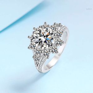 Anel de noivado de moissanite 3ct para mulheres, prata esterlina 925 com faixa de diamante banhada a platina, promessa de casamento