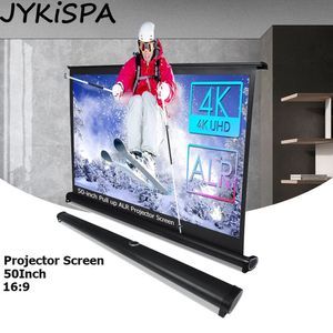 Projektionsskärmar Portable Projector Screen 16 9 50 Inch Pull Up Projection Screen Foldbar Stand Watch Movie for 4K Projector Business Office 231206