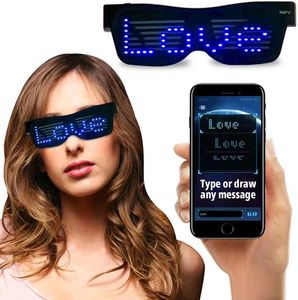 Decorazione per feste Occhiali Display Personalizza Messaggi lampeggianti Animazioni App LED luminoso programmabile con dente blu