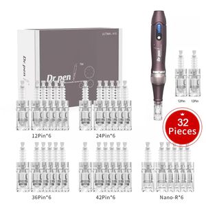 Original A10 Dr Pen with 32pcs Cartridge Needle for Nutrition Input Pore Thinning Relief Dark Sore Repair Skin Tighten Smooth Skin Rejuvenation