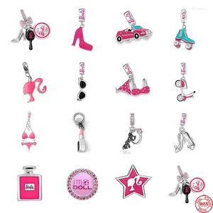 Lösa ädelstenar 2023 rosa sko bilflaska klänning dingle pärla passar original charms silver 925 armband dam gåva juvelery tillbehör