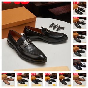 40 Style Loafers Classic Mens Slip On Formal Dress Shoes äkta läder Bekväm lyxdesigner Brogue Double Buckles Office Business Shoes Storlek 6.5-12