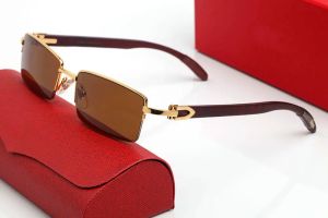 Occhiali da sole quadrati Occhiali da uomo firmati Carti Montatura polaroid Montatura rettangolare senza montatura in metallo argento dorato Occhiali da sole in acetato per donna C D