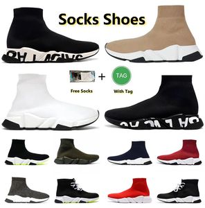 Designer sapatos casuais treinadores de velocidade homens mulheres botas meias tênis graffiti triplo preto branco completo vermelho lace-up Oreo Volt Jogging andando meias sapato