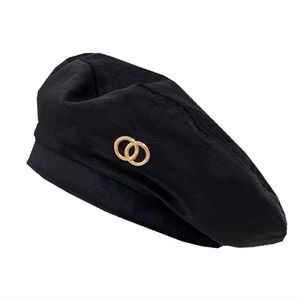 Berretto Designer Cappello da ballo Piccolo profumo Lettera Berretto Cappello Moda britannica Donna Peluche Artista Cappello Autunno/Inverno Cappello caldo Cappello a cilindro piatto Cappello a cilindro