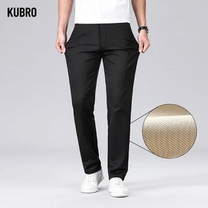 Calças masculinas Kubro 2024 primavera estiramento terno homens baggy negócios cor sólida casual formal escritório calças masculino plus size moda coreana 231206