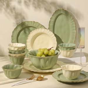 Set di stoviglie da viaggio piatto completo da pranzo set da pranzo piatto da zuppa cene bicchieri da tavolo posate tazza ciotola tazza da tè Platone per la casa