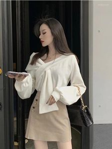 Women's Sweaters Women Tender Solid Casual Criss-cross Tops Spring Aesthetic Long Sleeve Korean Pullover V Neck Stylish Clothes Simple