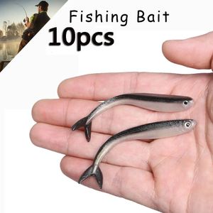 Baits Lures 10 PcsBag 8cm2g Soft Shrimp Worms Fish Lure Silver Silicone Wobblers Fishing Tackle Jigging Maggot Bait Jig Head 231206