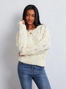 Maglioni da donna Maglione retrò lavorato a trecce per donna Pullover a maniche lunghe tinta unita Autunno Inverno Maglioni girocollo Streetwear