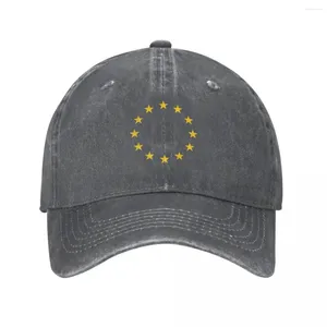 Berets UE Europe European Unii Flag gwiazdy baseballowe czapki snapback denim kapelusze casquette kowbojski kapelusz dla mężczyzn kobiety