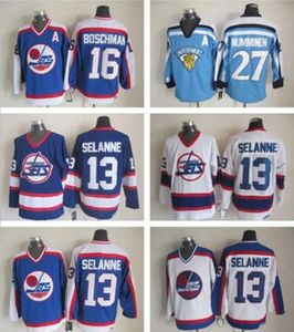 2020 Winnipeg Jersey Men Hockey Vinatge Jerweys 13 Teemu Selanne 27 Teppo Numminen 16 Laurie Boschman