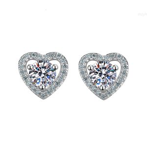 Ma Yin Fang Factory Custom 6ct Pendientes de Moissanita Plata Ley 925 Stud Heart Moissanite örhängen Sterling Silver