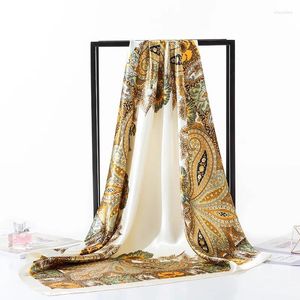 Scene Wear Fashion Lady Silk Scarf Gift Autumn and Winter Warm Satin Imitation Tryckt sjal grossist