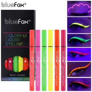 Eye Shadow/Liner Combination 6 Colors Fluorescent UV Glow Luminous Liquid Eyeliner Long Lasting Halloween Makeup 231207