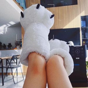 Warm Slippers Winter Plush Women Cute Creative Bear Claw Girls House Couple Indoor Furry Cotton Boots Female Fur Slides d