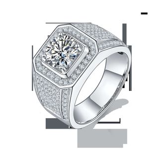 2024 heiße Verkäufe Feine Silber Schmuck S925 Sterling männer Moissanite Ring 2ct 8mm Hochzeit Ringe für Männer