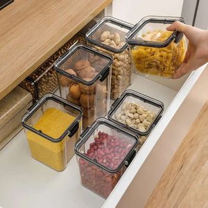 Nuove bottiglie Barattoli Cibo Trasparente Scatola per la conservazione degli alimenti Contenitore per la conservazione degli alimenti da cucina con coperchio Cucina in plastica per la casa Dispensa Barattoli Organizzazione Contenitori