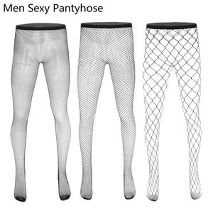 Meia-calça masculina sexy roupa interior exótica fishnet collants ver através sheer elástico deslizamento meias plus size gay novo dropshipping
