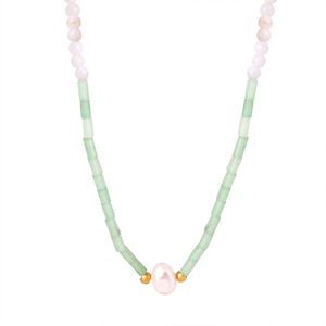 Dopamine new Chinese retro style natural jade natural fresh water pearl handmade beaded necklace collarbone chain female