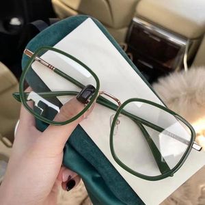 Sonnenbrille Blaue Blockierende Brille Mädchen Retro Grüner Rahmen Schlichte Helle Lünette Transparente Brillen Für Frauen