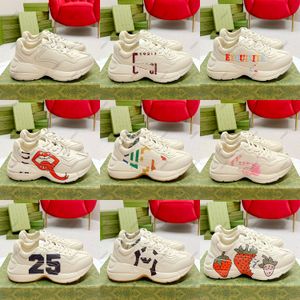 10A Designer Sneakers Rhyton Sapatos Casuais Couro Grosso Soled Mens Mulheres Dad Sneaker Vintage Chaussures Lace-Up Aumentar Plataforma Lazer com Caixa 35-45 Top