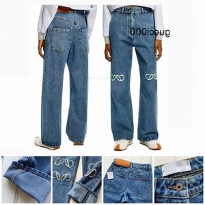 Herrenjeans Blue Out Lowewe Street Lowe bestickt Loewees Denim Loewes Marke Loeewe Hold Designer Damen Dekoration Lässige Jeans Gerade eingetroffen Hosen High Wai