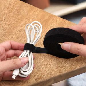 Nya andra hushållsapparater 5M/Roll Releasbar USB -kabelband Färgad återanvändbar Power Wire Loop Tape Multifunktion Nylonremmar Fastener Tie Wire Organizer