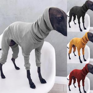 Hundkläder mode fyrbenta rib hundkläder turtleneck husdjur tröja för whippet italiensk greyhound vinter pullover jumpsuit för stora hundar 231206